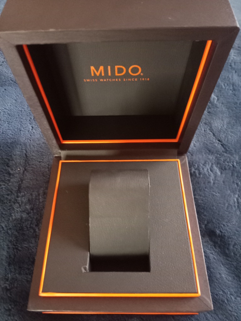 Original Mido Swiss Watches Empty Presentation Box  BlackOrange Leatherette